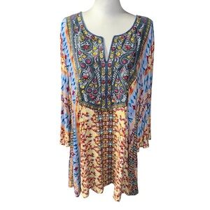 Soft Surroundings Fifi Embroidered Top Tunic Bell Sleeves Artsy Boho women’s 2X